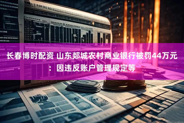 长春博时配资 山东郯城农村商业银行被罚44万元：因违反账户管理规定等