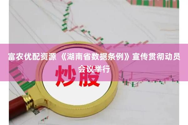 富农优配资源 《湖南省数据条例》宣传贯彻动员会议举行